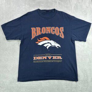 Vintage Denver Broncos Shirt Mens Large Navy Blue NFL Football Lee Sport 90s
